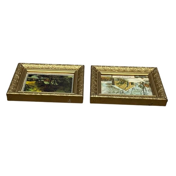 Currier Ives Rustic Winter Farm Wall Art Set of 2 VTG Framed Prints Americana - Picture 7 of 12